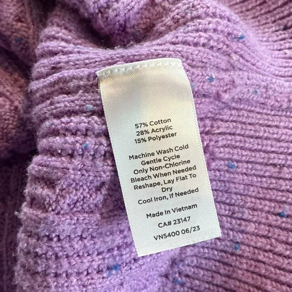 Purple Cable Knit‎ Tweed Crewneck Sweater Cotton Size XS Talbots